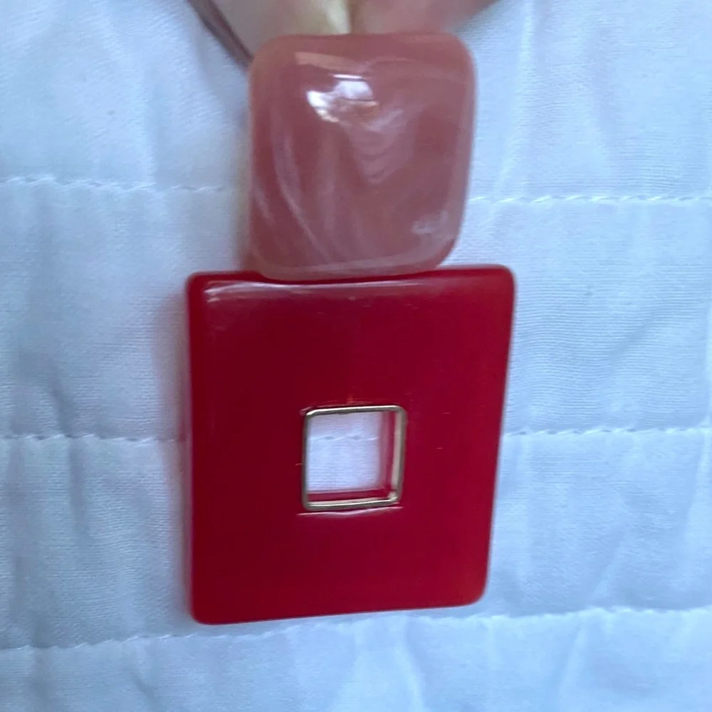 MANGO Red and Pink Statement Earrings - Picture 3 of 6